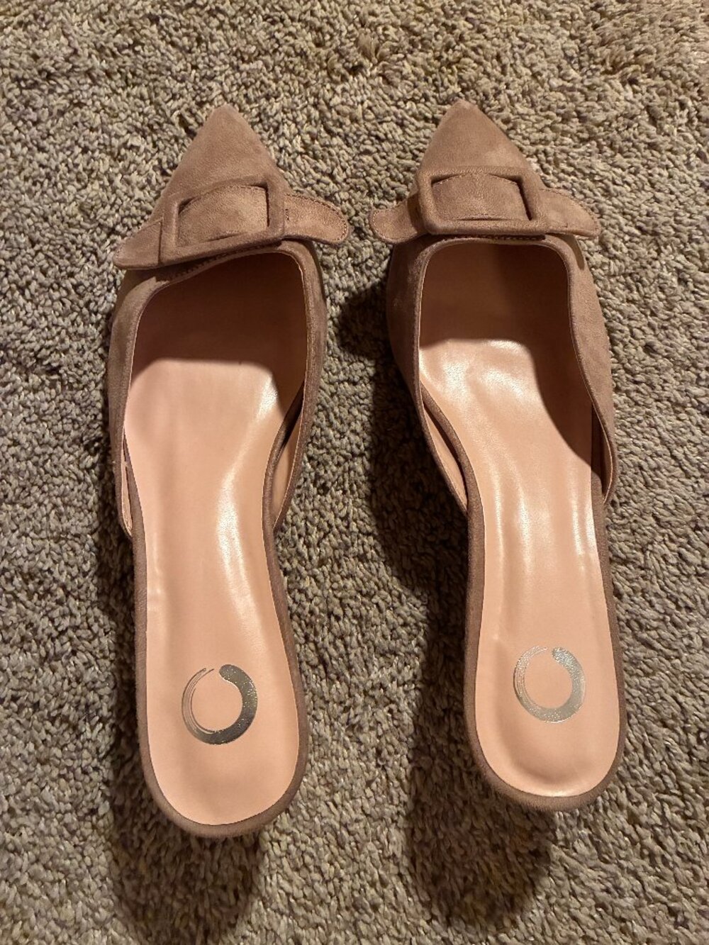 O JOUR Women's Tan Suede Open-back Kitten Heels / Mules / Slides, Size 12